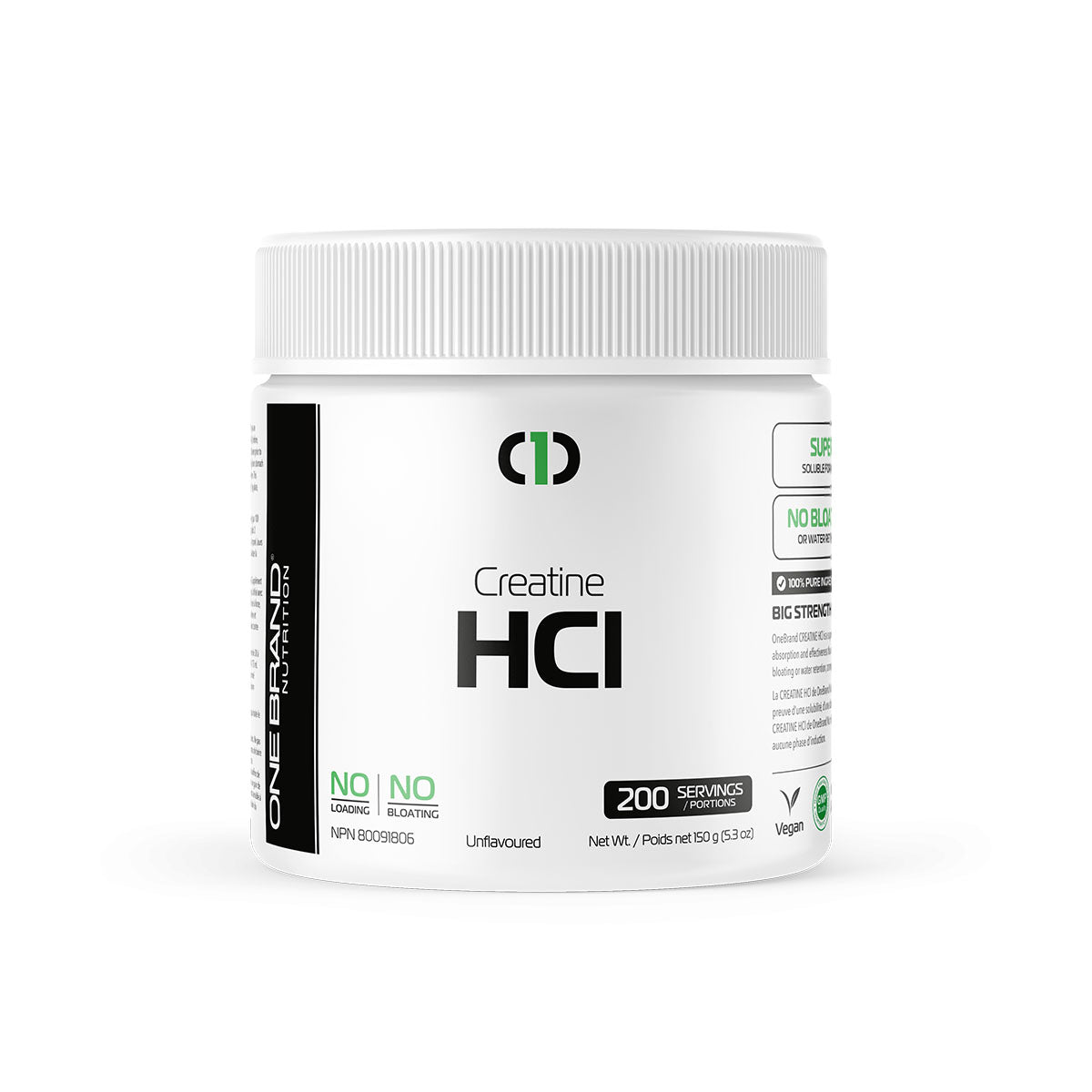 Shop #1Brand Creatine HCl Powder (200 Servings) | Onebrandnutrition.ca