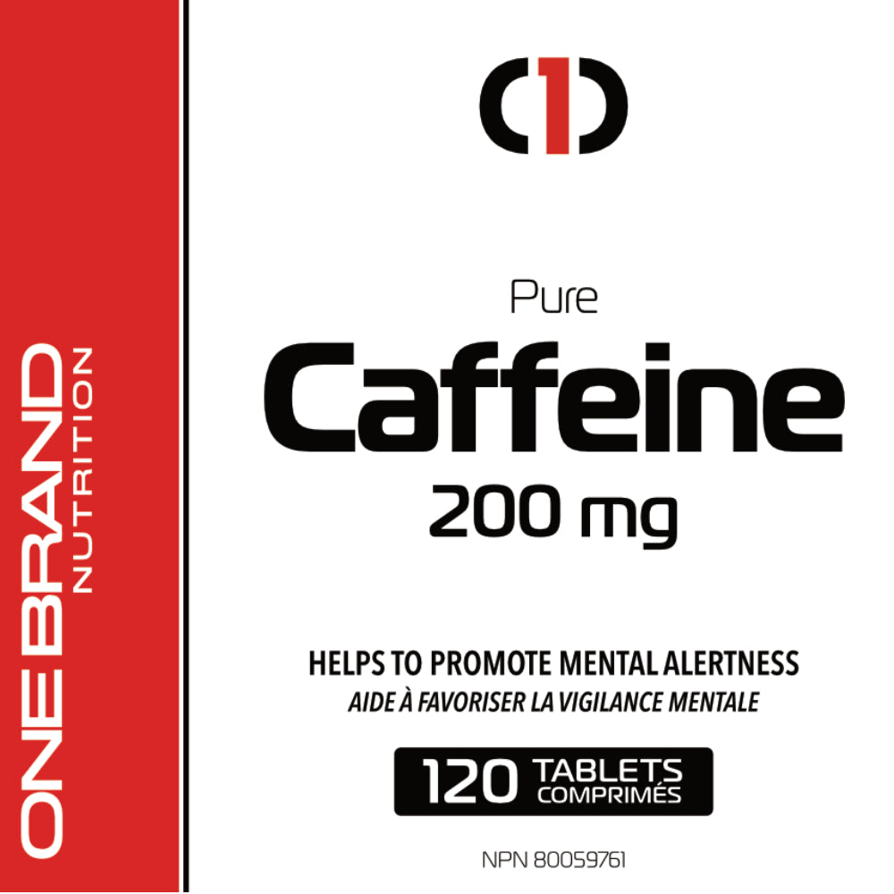 Shop #1Brand Caffeine Tablets 200mg (120 Tabs) | Onebrandnutrition.ca