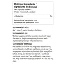 One Brand Nutrition 100% Pure Vegan sourced Glutamine (500 g) supplement facts of ingredients. One Band Nutrition Glutamine is a pure powder form of the amino acid L-Glutamine.
